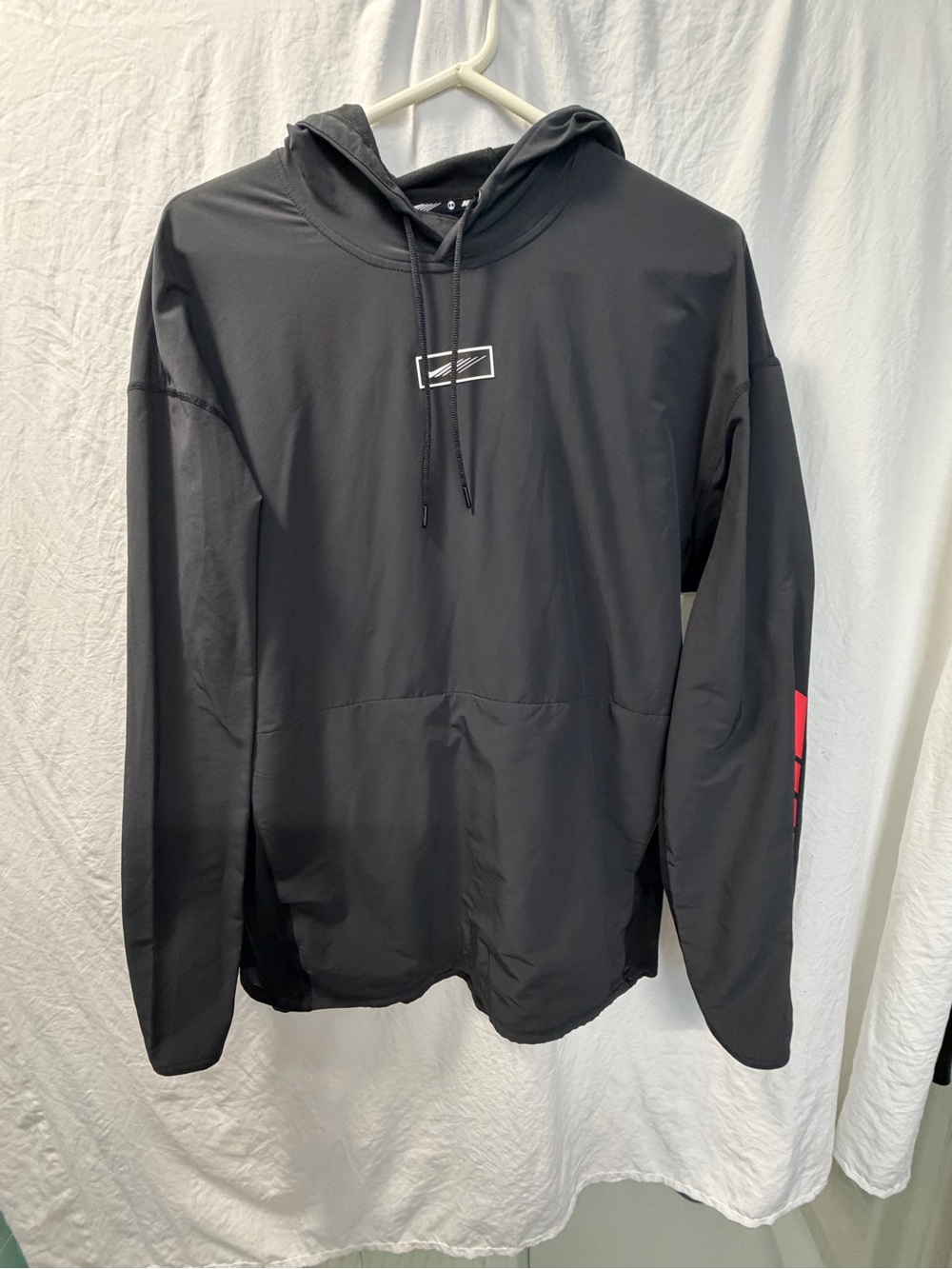 Nike Black Hooded Performance Pullover with Red Sleeve Detail